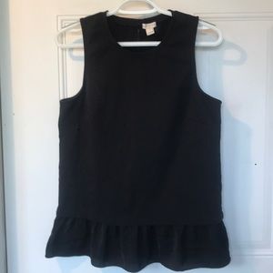 J Crew ruffle hem black tank